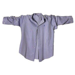 Ralph Lauren Yarmouth Oxford Blue Purple Cotton Long Sleeve Shirt 16 1/2 34/35